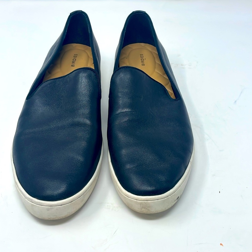 Birdies The Swift Black Leather Slip On Sneakers Size 8 Excellent Condition